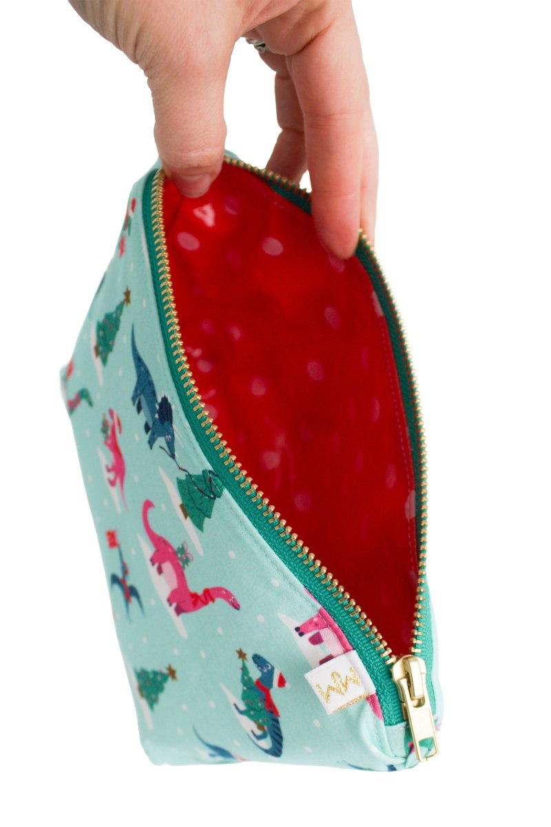 Christmas Dinos Mini Maxx Makeup & Toiletry Bag - Modern Makerie