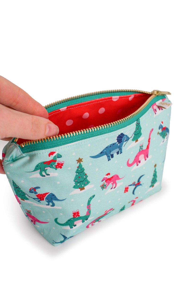 Christmas Dinos Mini Maxx Makeup & Toiletry Bag - Modern Makerie