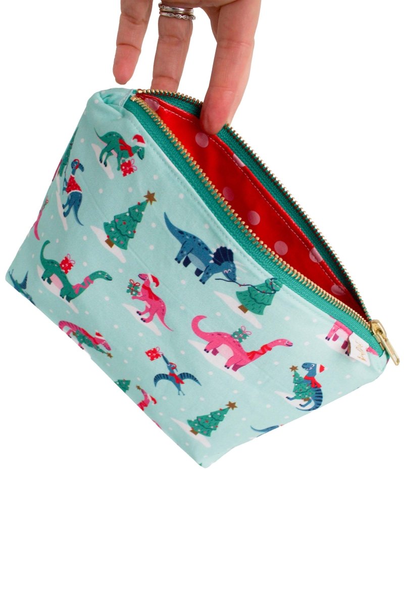 Christmas Dinos Mini Maxx Makeup & Toiletry Bag - Modern Makerie