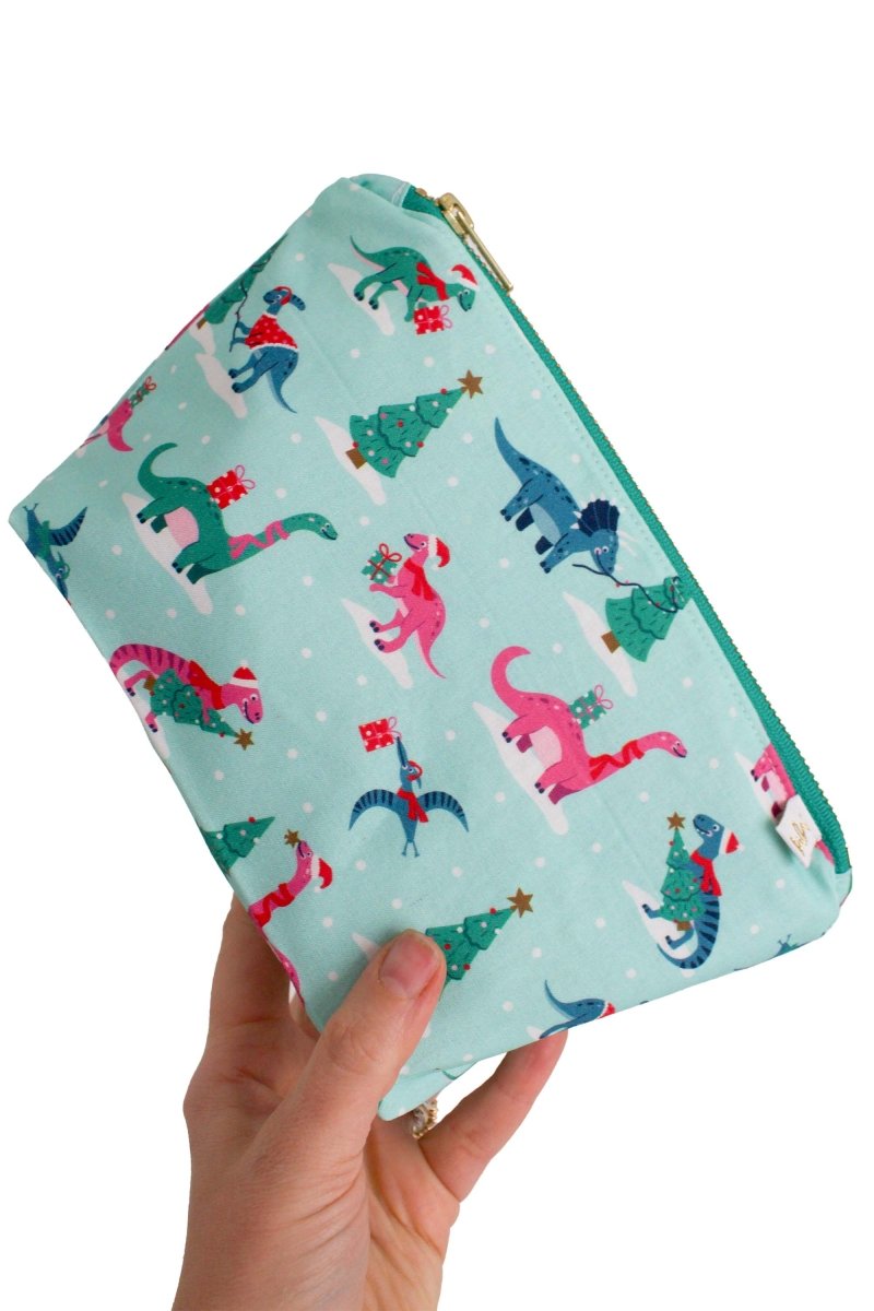 Christmas Dinos Mini Maxx Makeup & Toiletry Bag - Modern Makerie