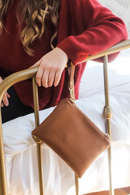 Classic Cognac Convertible Crossbody Wristlet+ with Compartments - Modern Makerie