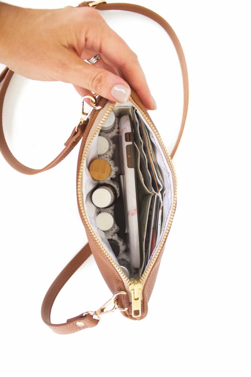 Classic Cognac Convertible Crossbody Wristlet+ with Compartments - Modern Makerie