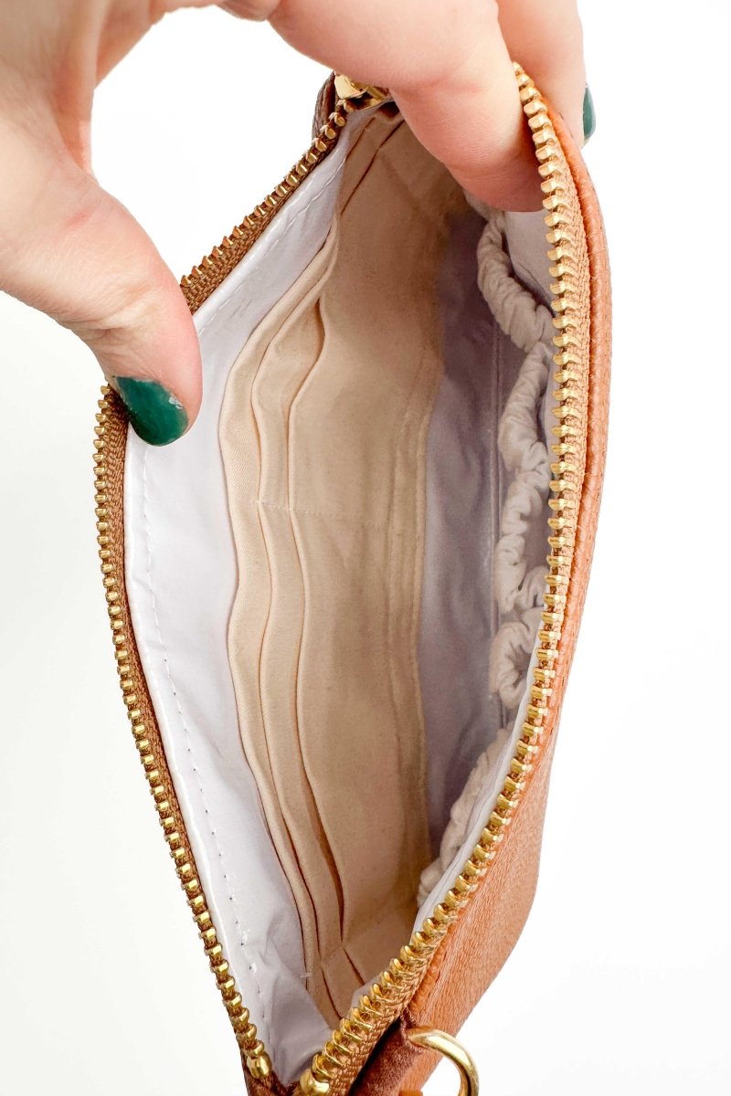 Classic Cognac Convertible Crossbody Wristlet+ with Compartments - Modern Makerie