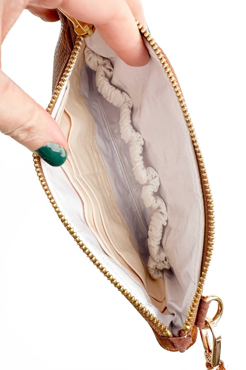 Classic Cognac Convertible Crossbody Wristlet+ with Compartments - Modern Makerie