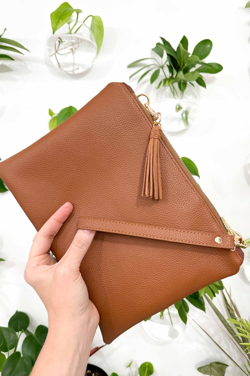 Classic Cognac Convertible Crossbody Wristlet+ XL - Modern Makerie