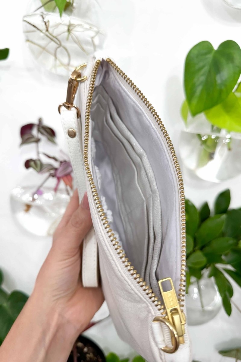 Classic Ivory Convertible Crossbody Wristlet+ with Compartments - Modern Makerie