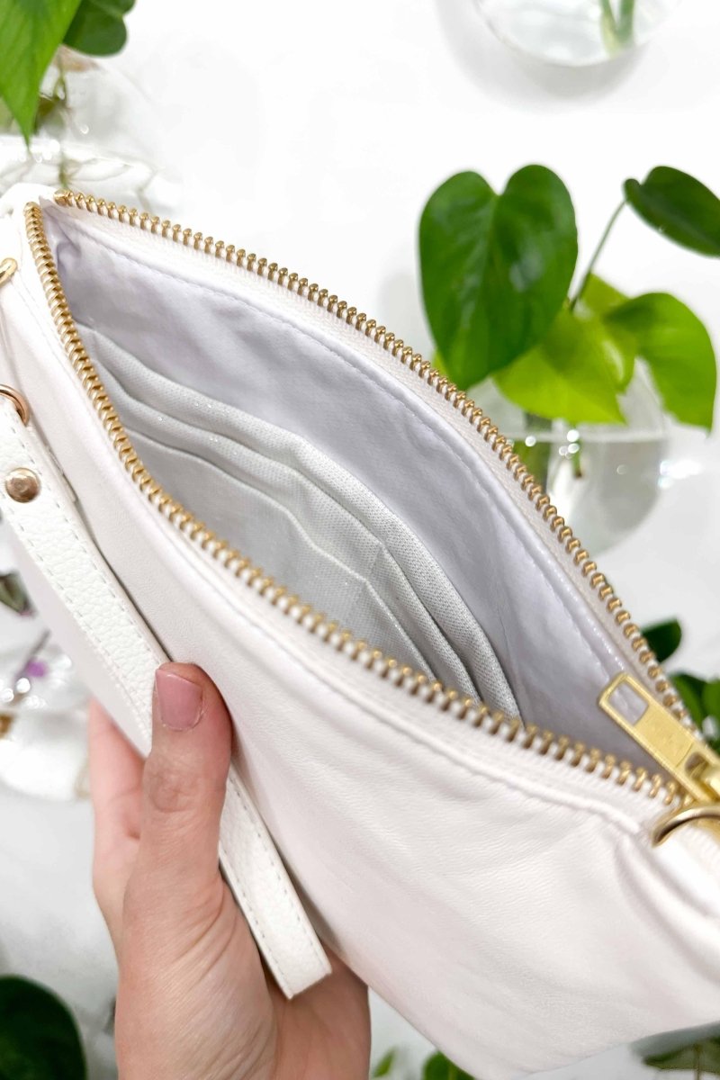 Classic Ivory Convertible Crossbody Wristlet+ with Compartments - Modern Makerie