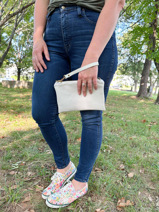 Classic Ivory Convertible Crossbody Wristlet+ with Compartments READY TO SHIP - Modern Makerie