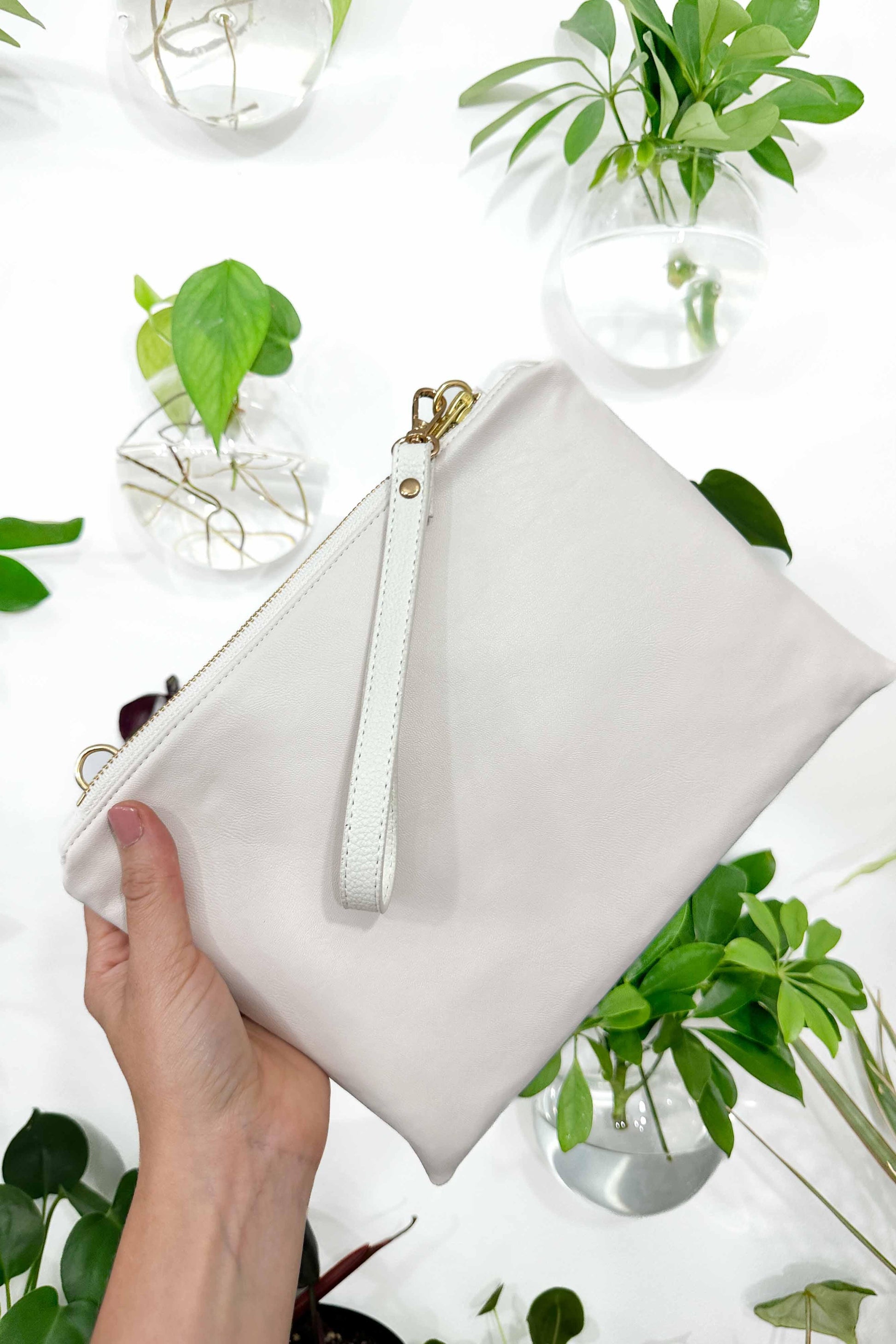 Classic Ivory Convertible Crossbody Wristlet+ with Compartments READY TO SHIP - Modern Makerie