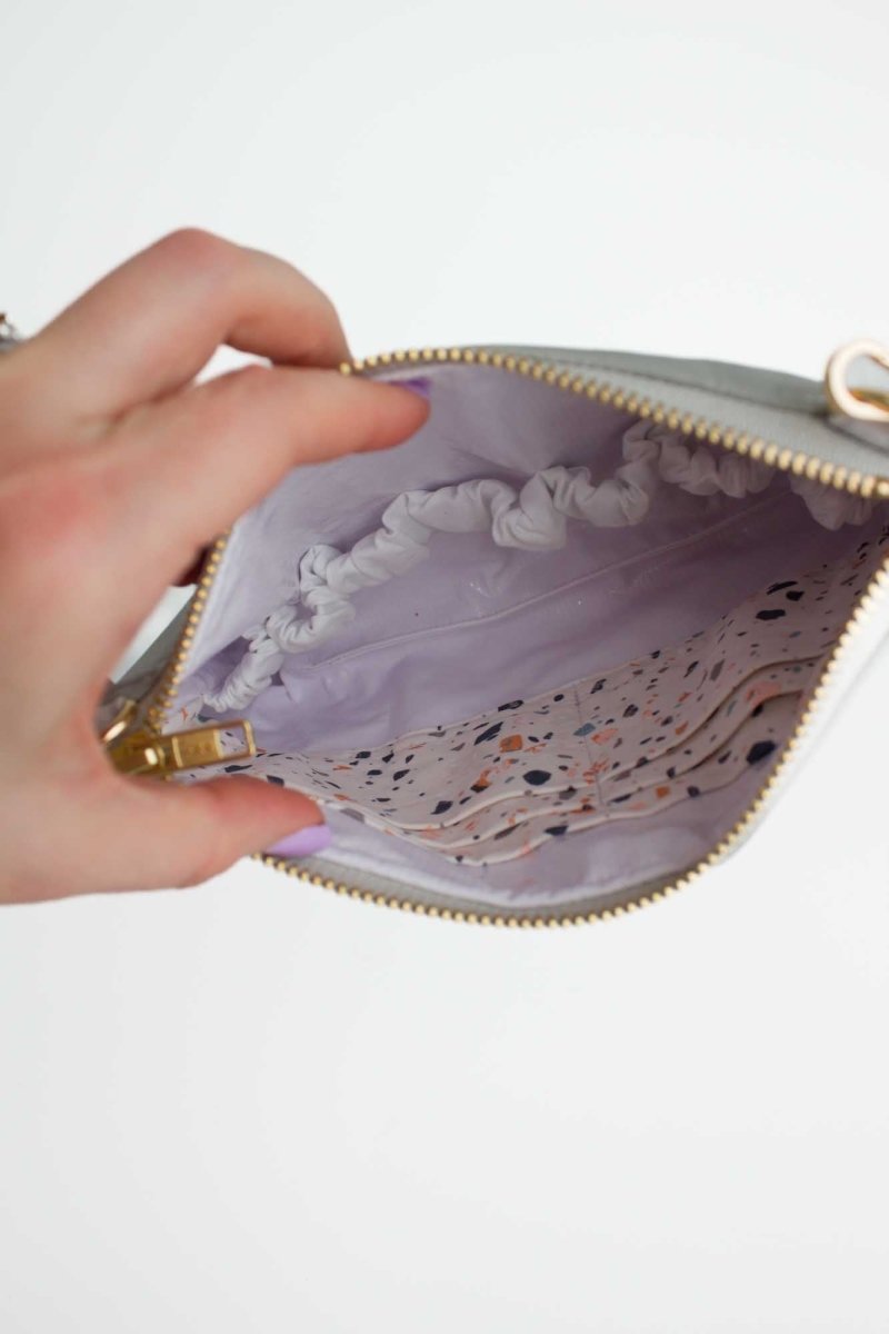 Classic Light Grey Convertible Crossbody Wristlet+ with Compartments - Modern Makerie