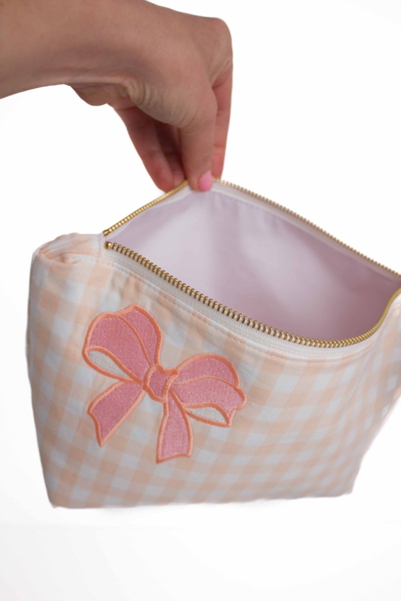 Coral Gingham Bow Maxx Baby Bag - Modern Makerie
