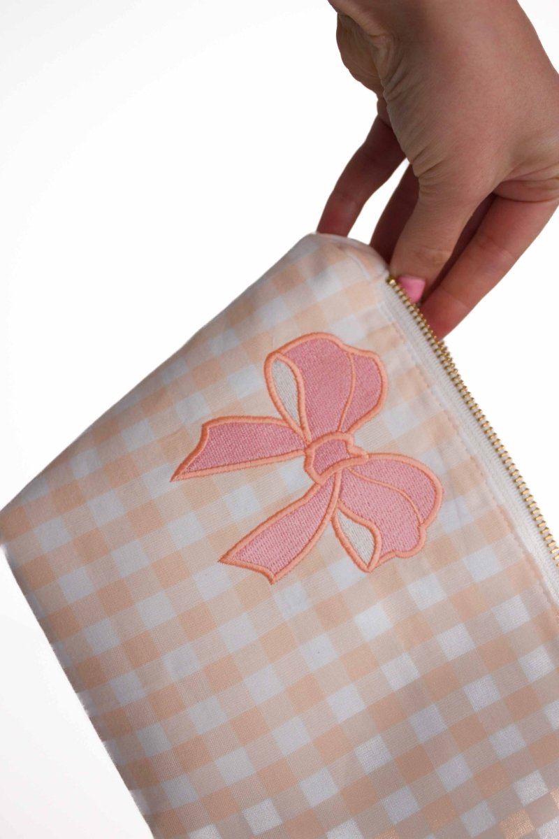Coral Gingham Bow Maxx Baby Bag - Modern Makerie