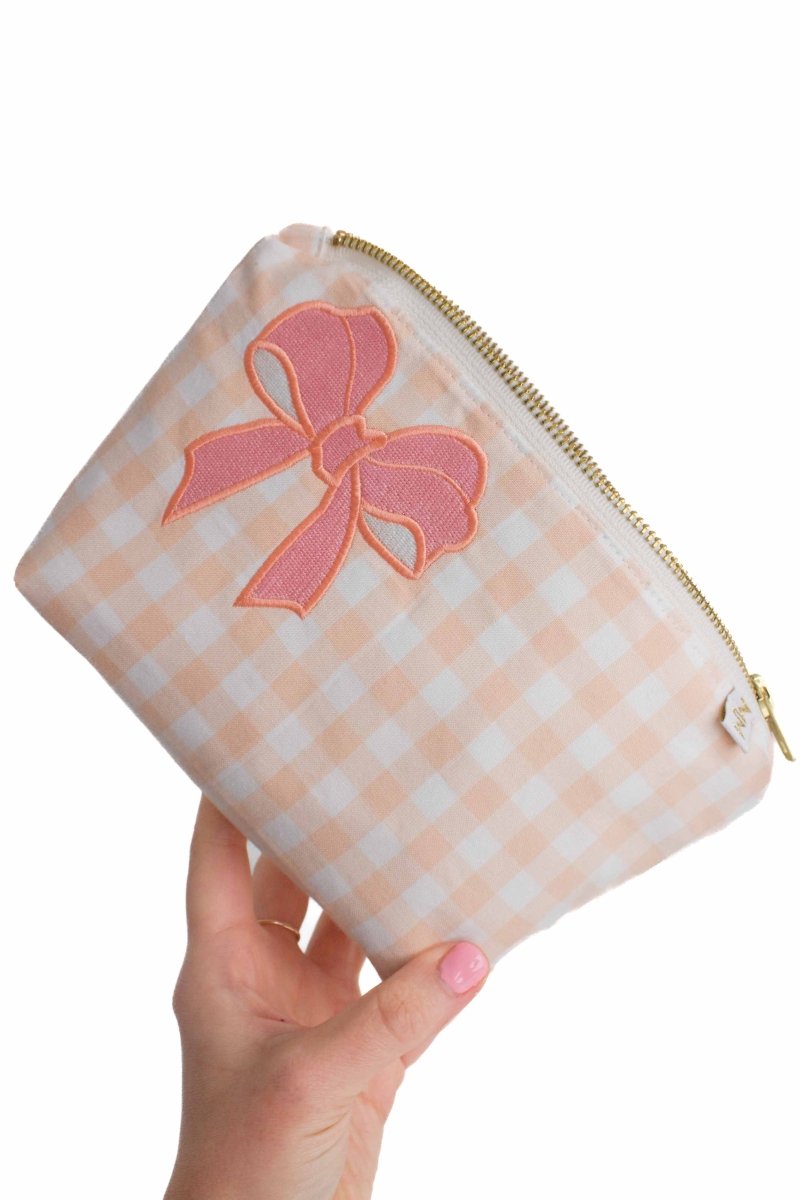 Coral Gingham Bow Mini Maxx Baby Bag - Modern Makerie