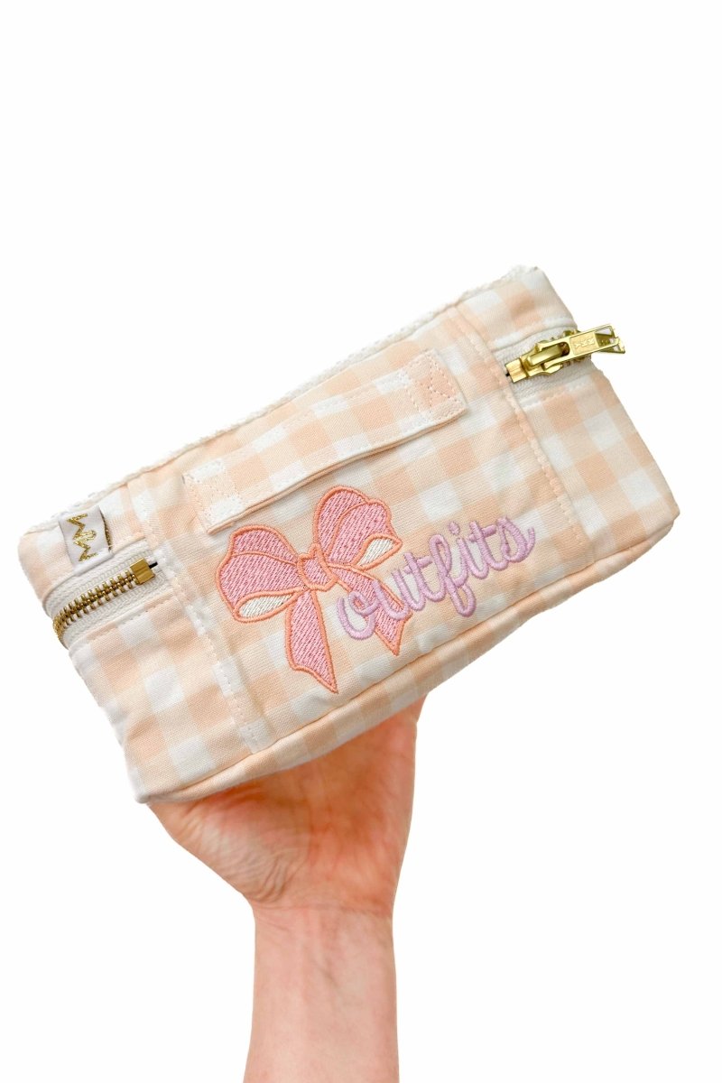 Coral Gingham Mini Luggage Cube 