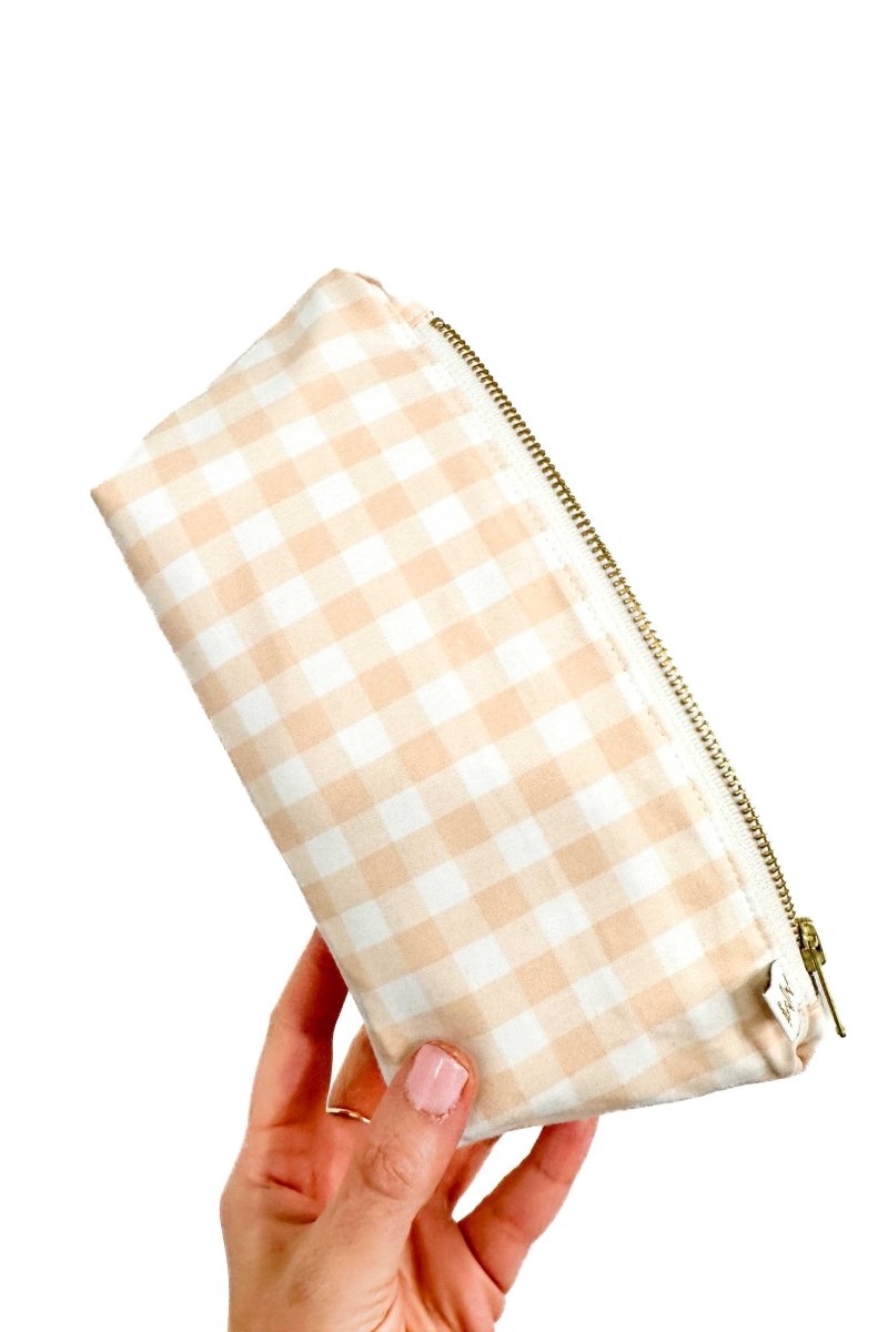Coral Gingham Stash Baby Bag - Modern Makerie
