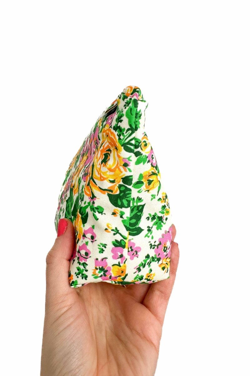 Cream Floral Mini Maxx Cosmetic Bag - Modern Makerie