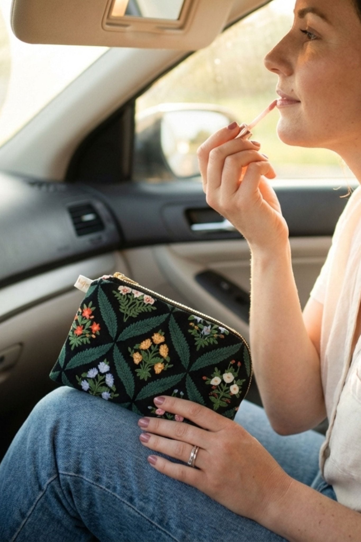 Darling Dahlia Canvas Everyday Essentials & Makeup Pouch - Modern Makerie