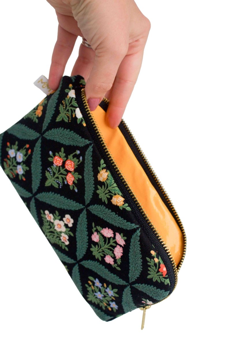 Darling Dahlia Canvas Everyday Plus Essentials & Makeup Pouch - Modern Makerie