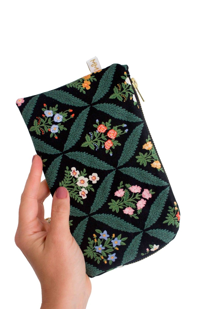 Darling Dahlia Canvas Everyday Plus Essentials & Makeup Pouch - Modern Makerie