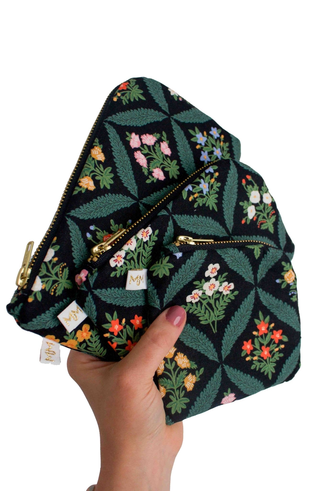 Darling Dahlia Canvas Everyday Plus Essentials & Makeup Pouch - Modern Makerie