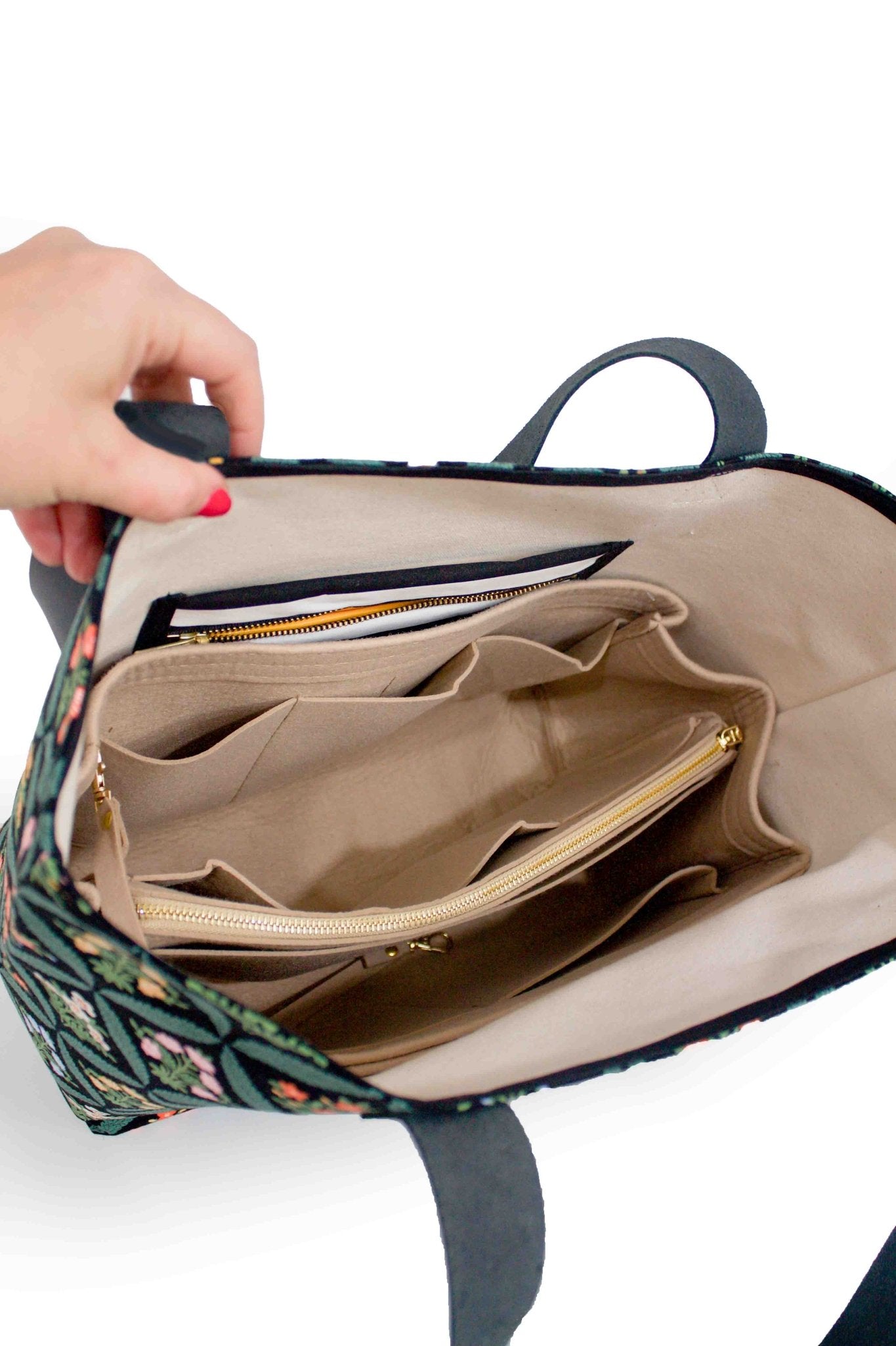 Darling Dahlia Everyday Canvas Work Tote Bag with Leather Straps - Modern Makerie