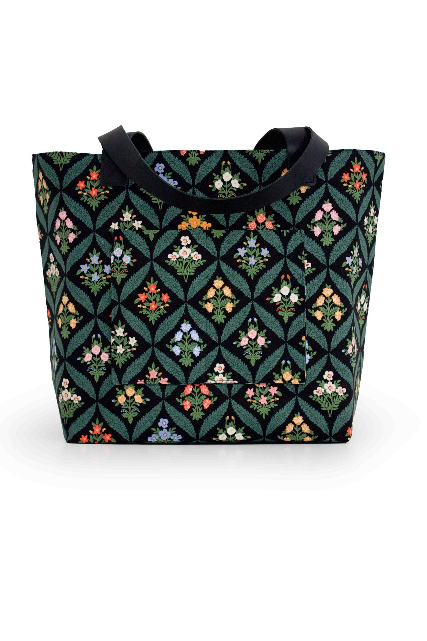 Darling Dahlia Everyday Canvas Work Tote Bag with Leather Straps - Modern Makerie