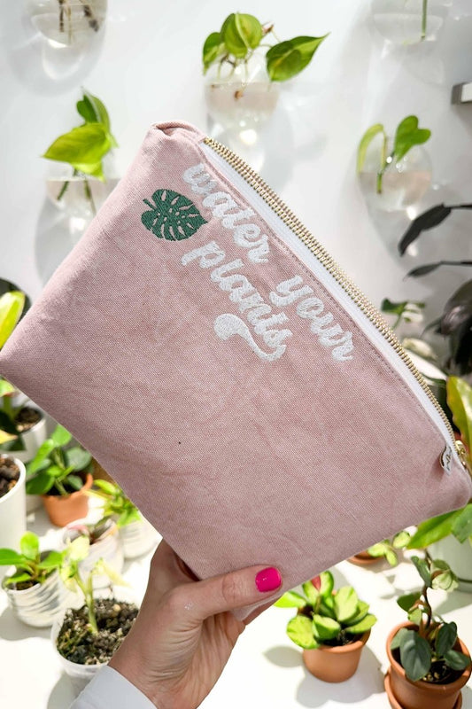 Distressed Blush "Water Your Plants" Maxx Cosmetic Bag - Modern Makerie