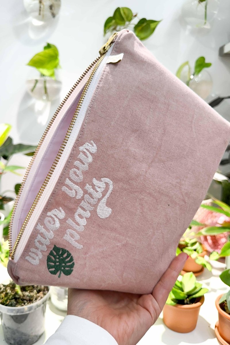 Distressed Blush "Water Your Plants" Maxx Cosmetic Bag - Modern Makerie