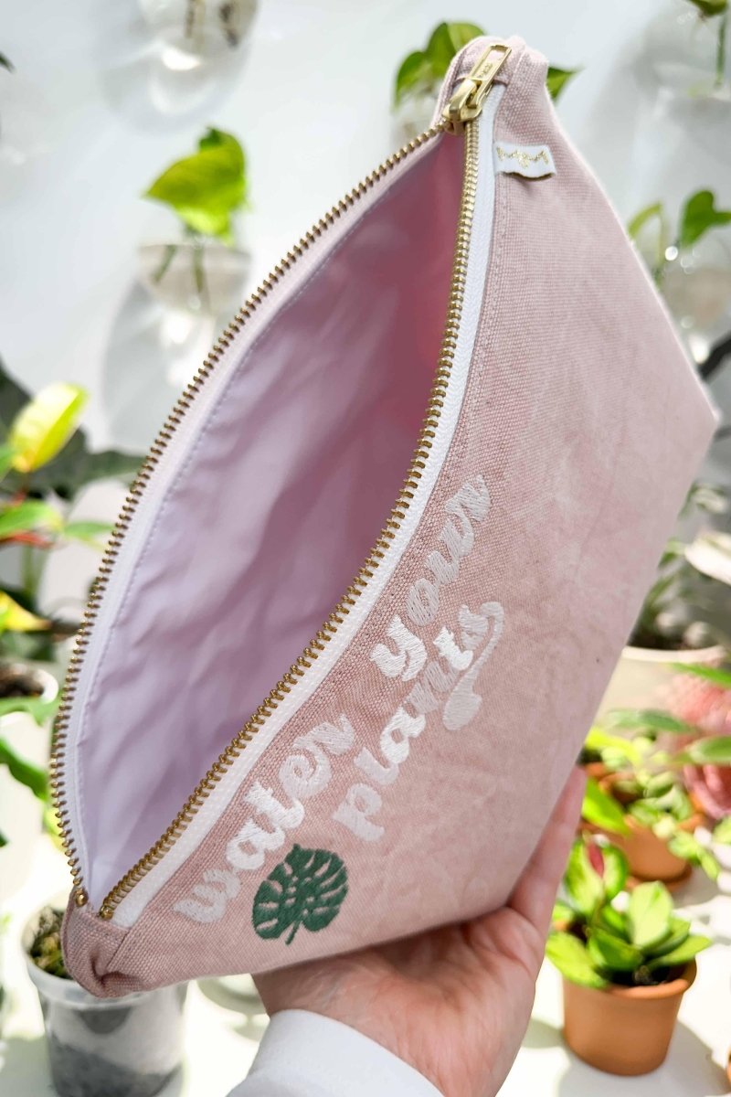 Distressed Blush "Water Your Plants" Maxx Cosmetic Bag - Modern Makerie