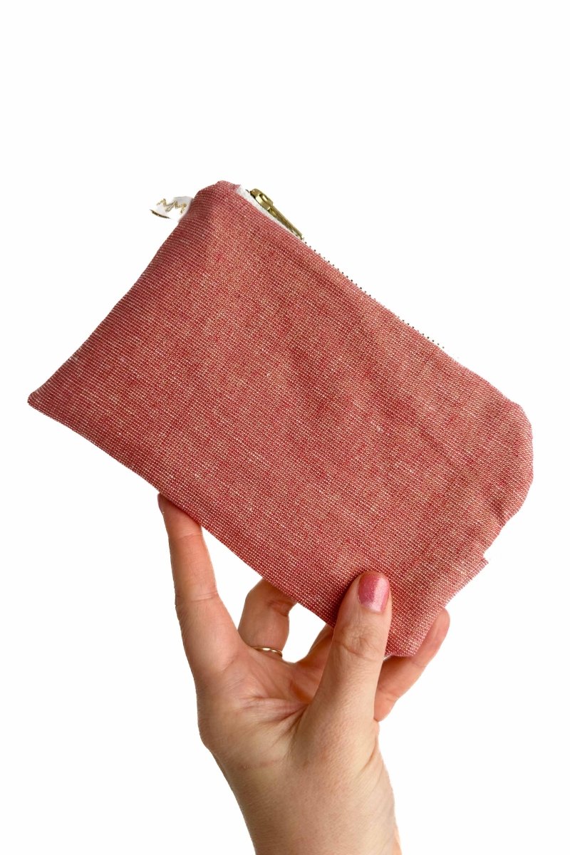 Dusty Rose Metallic Linen Everyday Travel Pouch - Modern Makerie