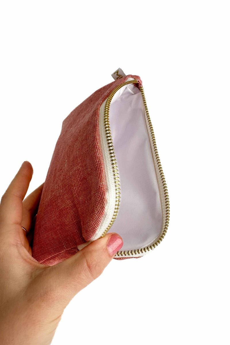 Dusty Rose Metallic Linen Everyday Travel Pouch - Modern Makerie