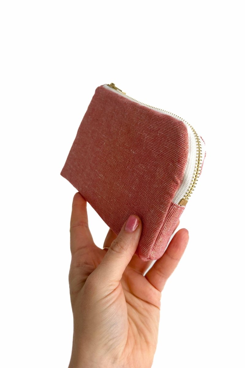 Dusty Rose Metallic Linen Everyday Travel Pouch - Modern Makerie