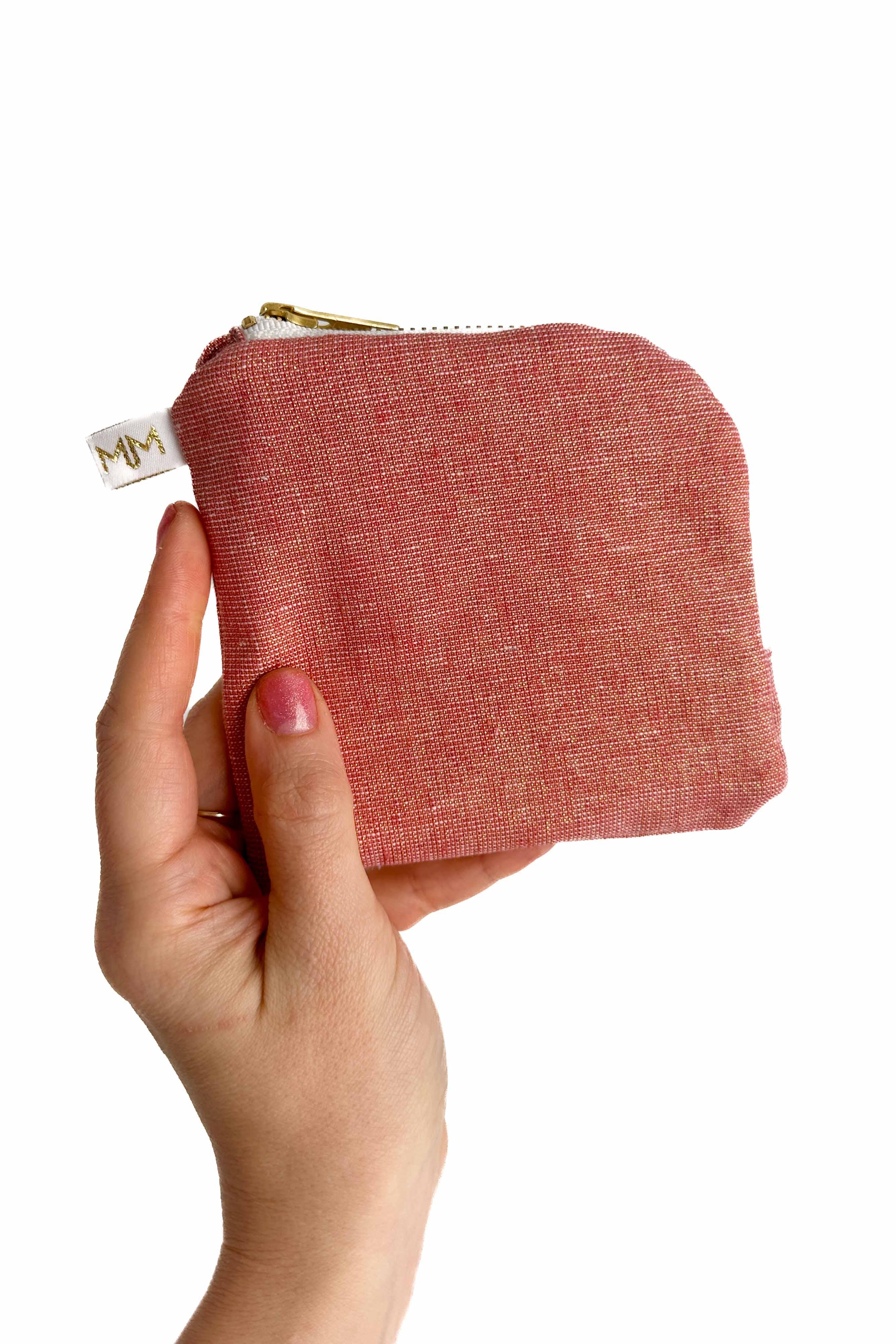 Dusty Rose Metallic Linen Mini Travel Bag READY TO SHIP - Modern Makerie