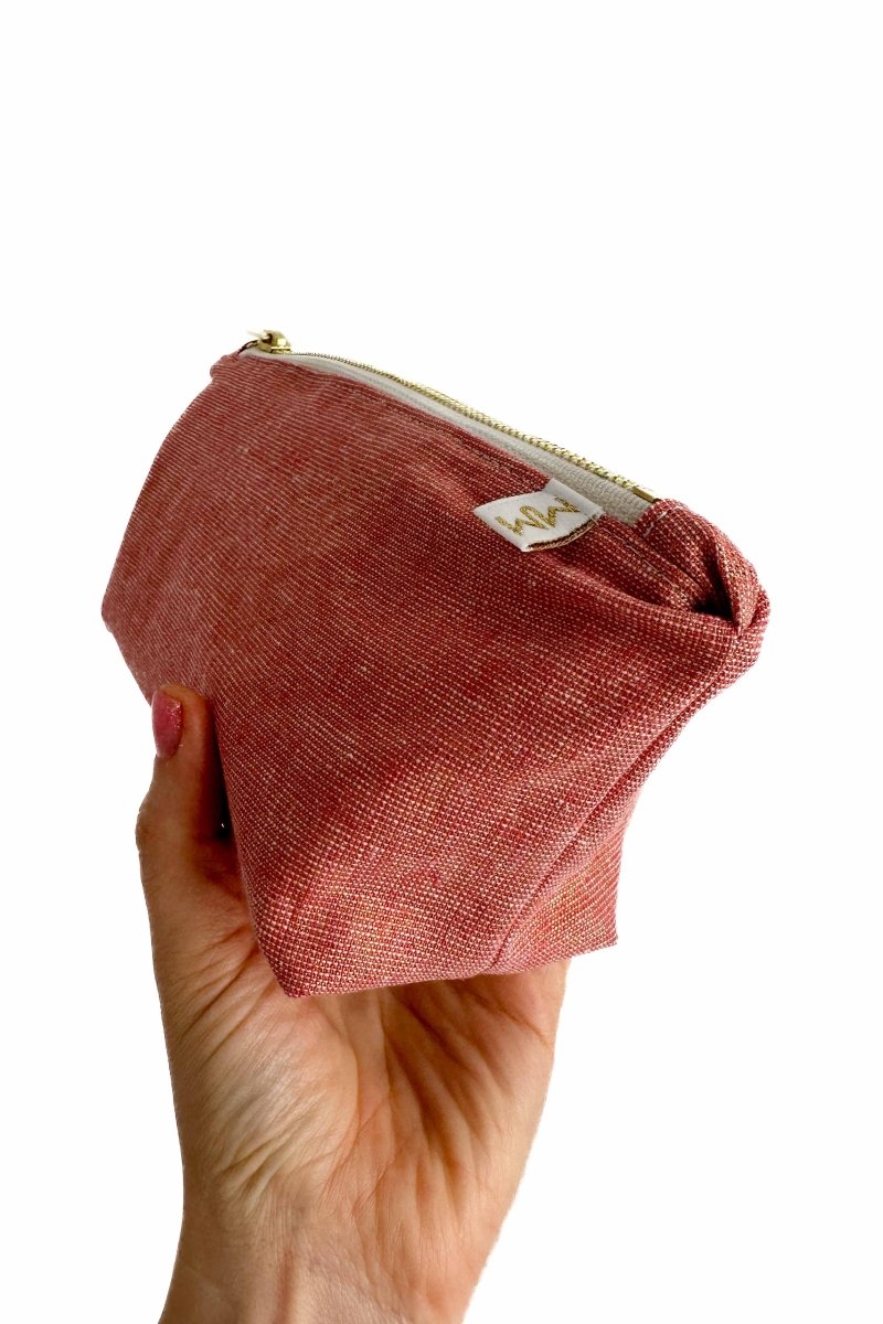 Dusty Rose Metallic Linen Stash Toiletry Bag - Modern Makerie