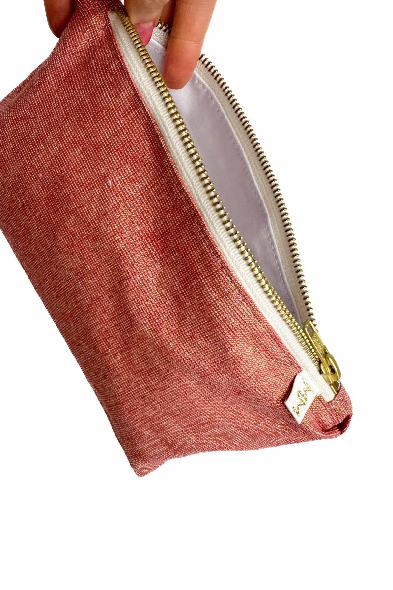 Dusty Rose Metallic Linen Stash Toiletry Bag - Modern Makerie