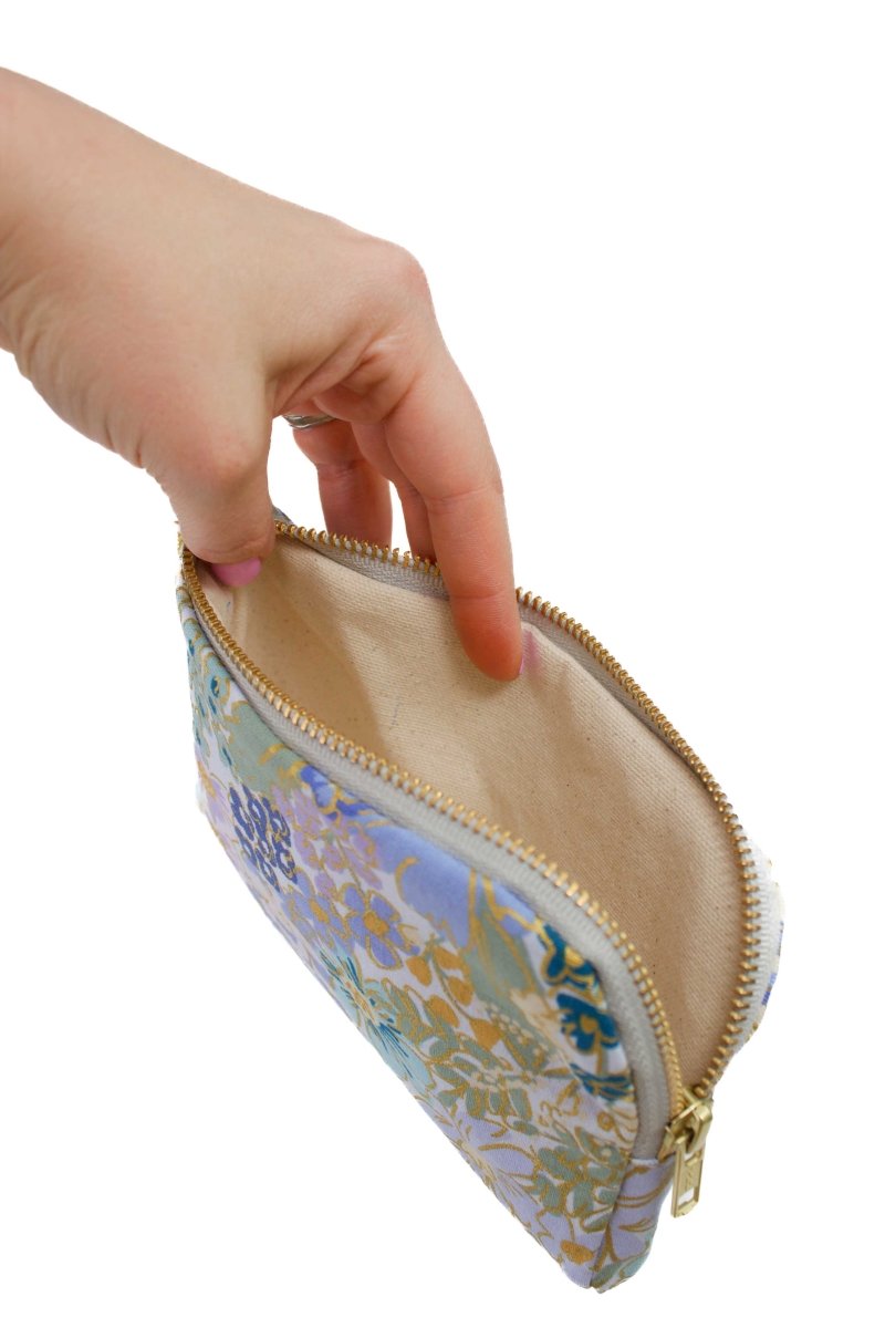 English Rose Blue Canvas Everyday Travel Pouch - Modern Makerie