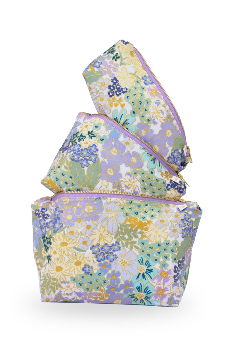 English Rose Blue Canvas Stash Toiletry Bag - Modern Makerie