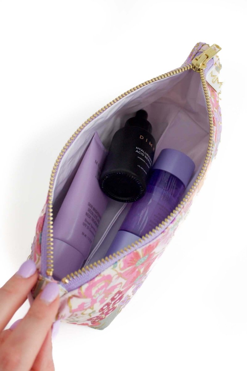 English Rose Canvas Stash Makeup Bag & Travel Pouch - Modern Makerie