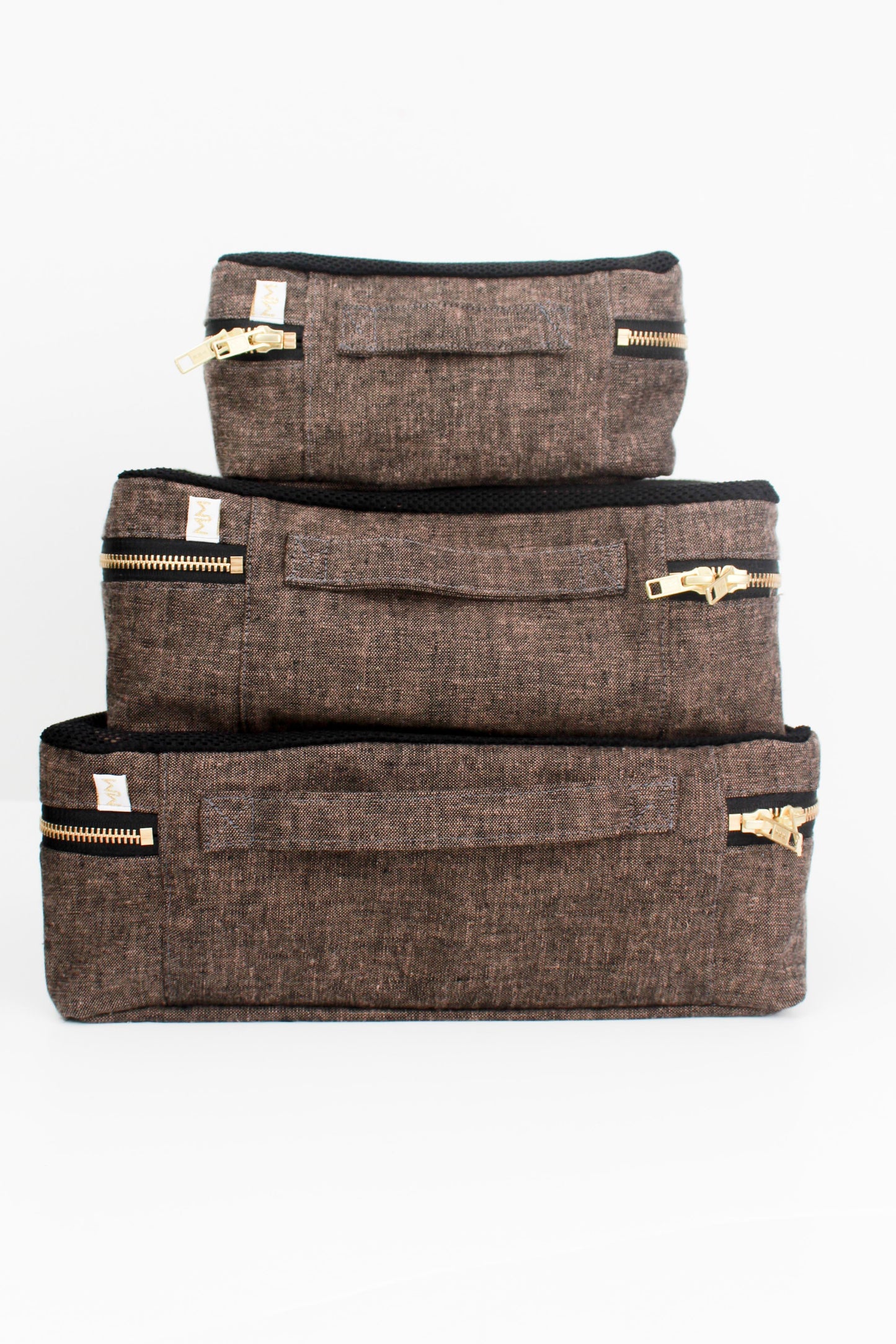 Espresso Linen 3pc Luggage Cube Set READY TO SHIP - Modern Makerie