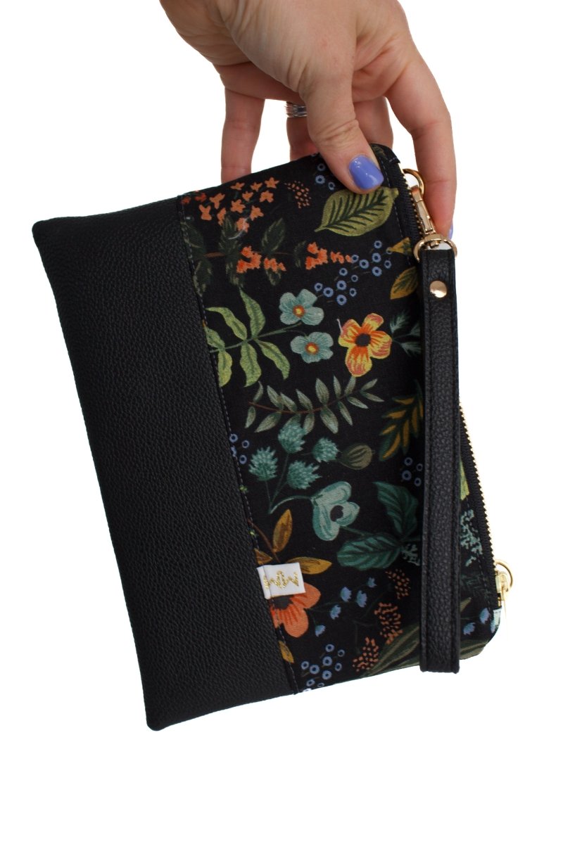 Evening Wildflower Canvas Convertible Crossbody Wristlet+ with Compartments - Modern Makerie