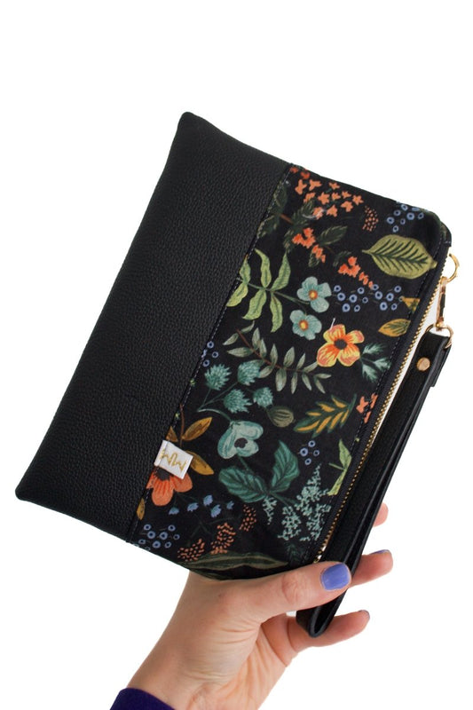 Evening Wildflower Canvas Convertible Crossbody Wristlet+ with Compartments - Modern Makerie