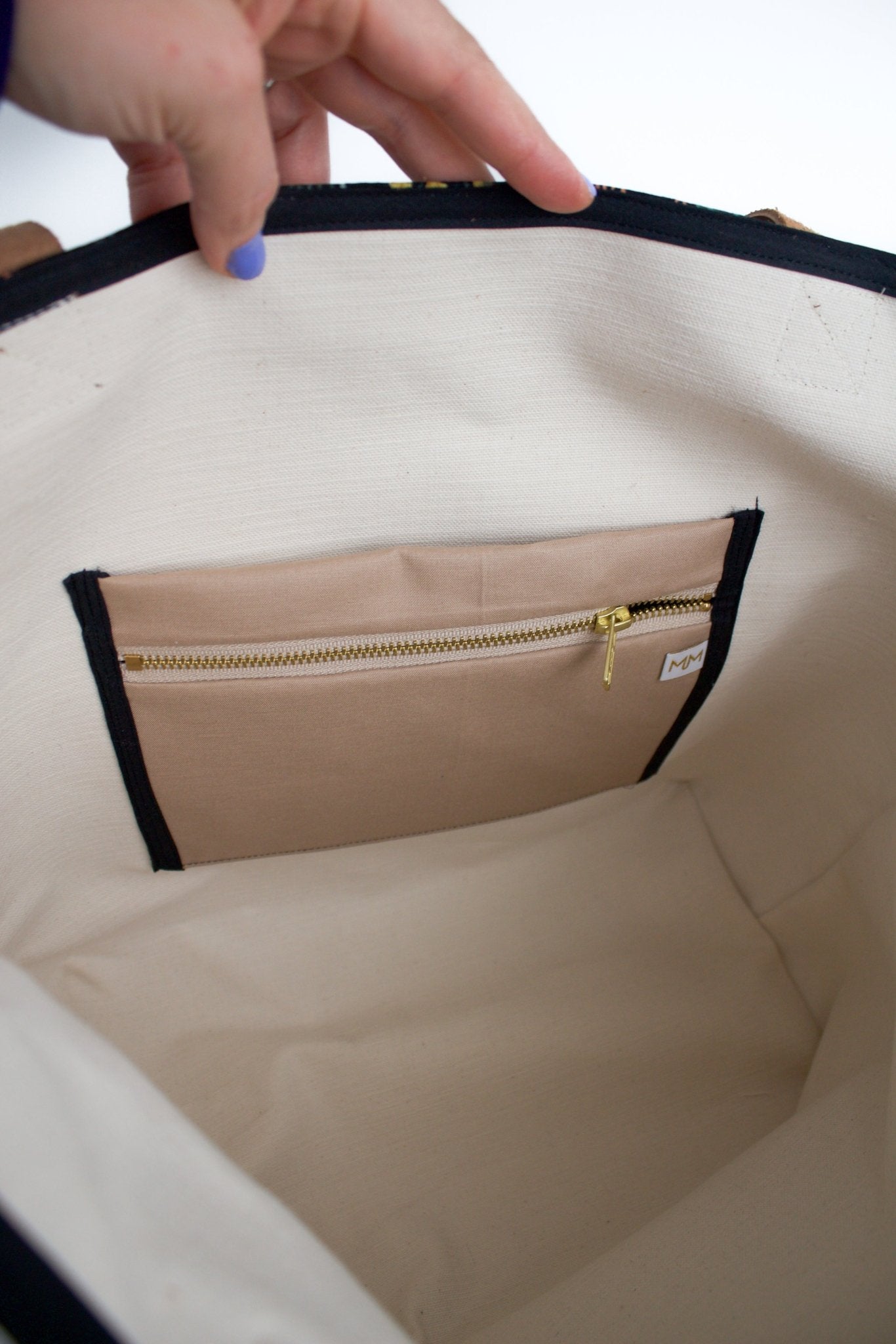 Evening Wildflower Everyday Canvas Work Tote Bag with Leather Straps - Modern Makerie