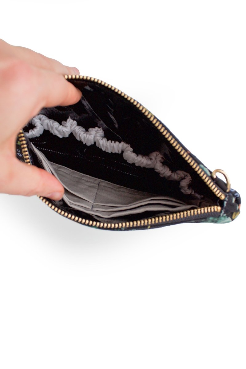 Evening Wildflower Vegan Leather Wristlet – Convertible Crossbody Wallet - Modern Makerie