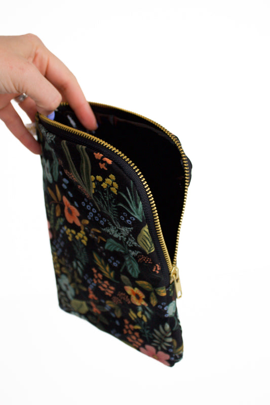 Evening Wildflower Canvas Diaper & Wipes Travel Pouch