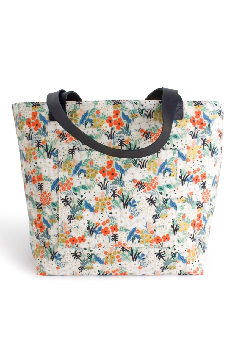 Golden Meadow Everyday Canvas Work Tote Bag with Leather Straps - Modern Makerie