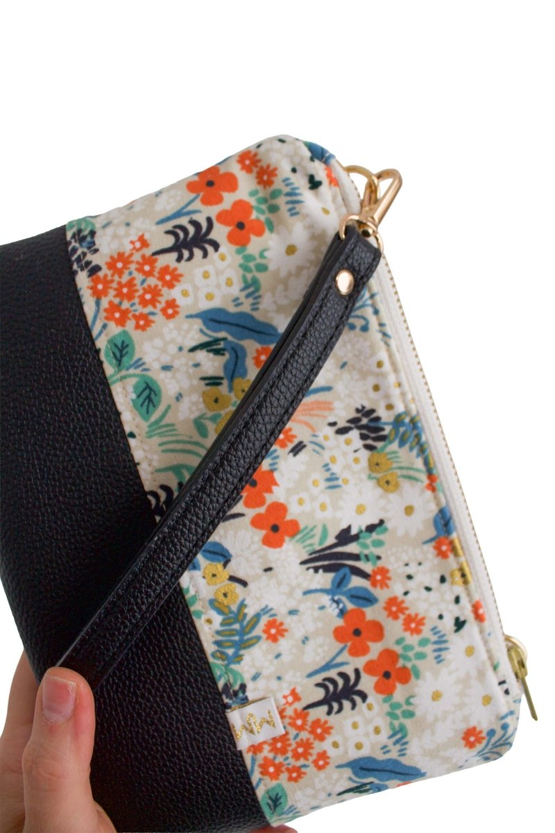 Golden Meadow Vegan Leather Wristlet – Convertible Crossbody Wallet - Modern Makerie