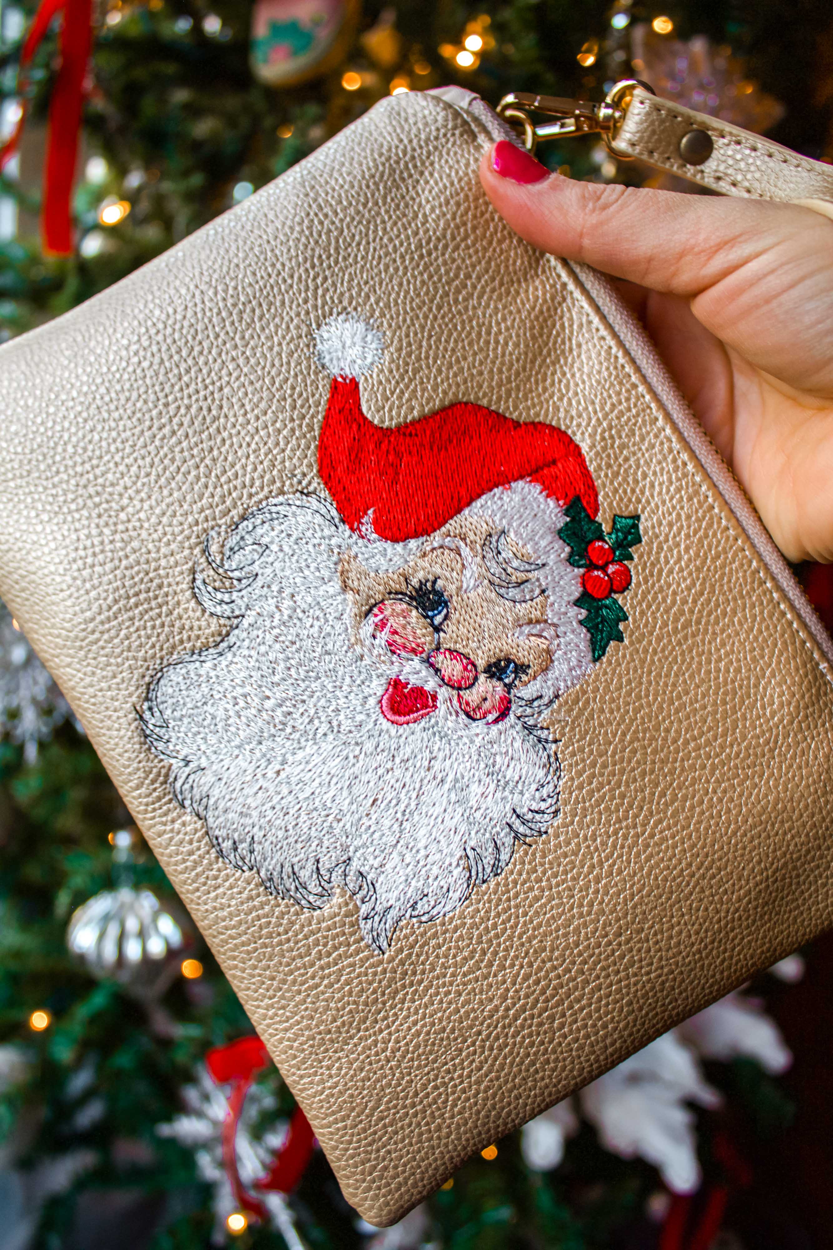 Jolly Santa Convertible Crossbody Wristlet+ with Compartments