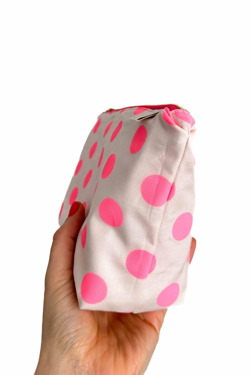 Hot Pink Dot Mini Maxx Cosmetic Bag - Modern Makerie