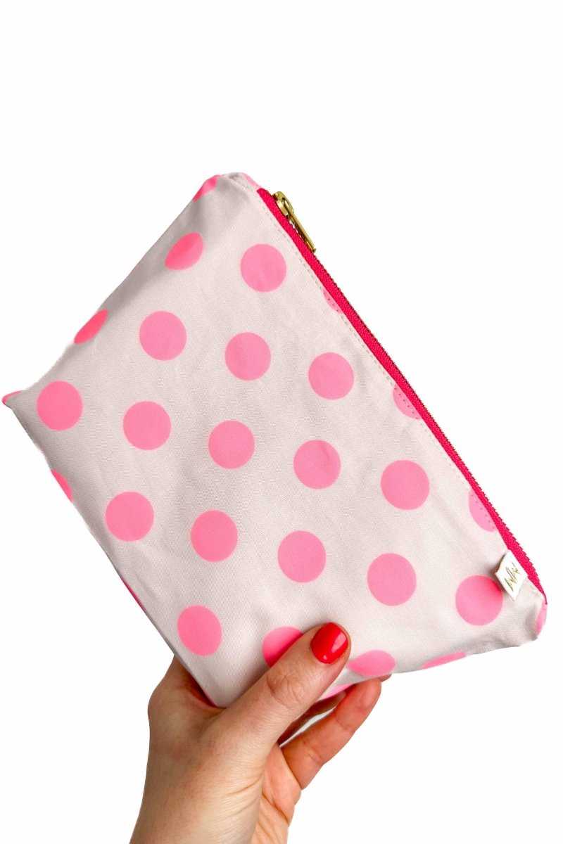 Hot Pink Dot Mini Maxx Cosmetic Bag - Modern Makerie