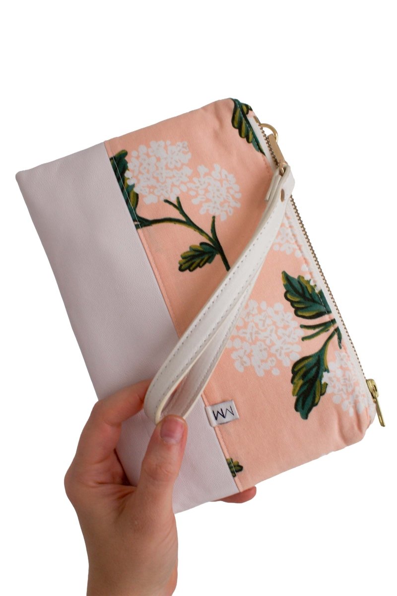 Hydrangea Vegan Leather Wristlet – Convertible Crossbody Wallet - Modern Makerie